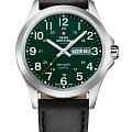 Swiss Military by Chrono Swiss Military by Chrono Classic SMP36040.30  SMP36040.30 кварцевые мужские часы  зеленый циферблат, браслет кожаный — вид спереди