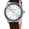 Jacques Lemans Jacques Lemans 1-2022B  1-2022B кварцевые мужские часы серебристый циферблат, браслет кожаный — вид спереди