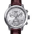 Tissot Tissot PRC 200 Chronograph T055.417.16.037.00 PRC 200 T0554171603700 кварцевые мужские часы серебристый циферблат, браслет кожаный — вид спереди