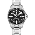 Hamilton Hamilton Khaki Aviation Pilot Auto H76215130  H76215130 механические мужские часы черный циферблат, браслет нержавеющая сталь — вид спереди