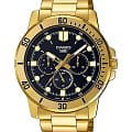 Casio Casio Collection MTP-VD300G-1EUDF (MTP-VD300G-1E)  MTP-VD300G-1E кварцевые мужские часы черный циферблат, браслет сталь с ip покрытием — вид спереди