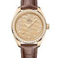 Omega Omega Seamaster Aqua Terra 220.58.34.20.99.008 Aqua Terra 22058342099008 механические женские часы золотой циферблат, браслет кожаный — вид спереди