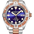Stuhrling Stuhrling Aquadiver 1005.04  1005.04 механические мужские часы синий циферблат, браслет нержавеющая сталь с pvd-покрытием — вид спереди
