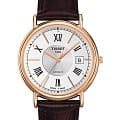 Tissot Tissot T-Gold Carson T907.407.76.038.00  T9074077603800 механические мужские часы серебристый циферблат, браслет кожаный — вид спереди