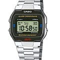 Casio Casio A-163WA-1  A-163WA-1 кварцевые мужские часы черный циферблат, браслет нержавеющая сталь — вид спереди