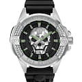 Philipp Plein Philipp Plein The Skull PWAAA0121  PWAAA0121 кварцевые мужские часы черный циферблат, браслет силикон — вид спереди