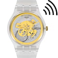Swatch Swatch New Gent Swatch Pay! SVIZ102-5300  SVIZ102-5300 кварцевые мужские часы прозрачный циферблат, браслет силикон — вид спереди