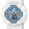 Casio Casio Baby-G BA-130-7A2  BA-130-7A2 кварцевые женские часы голубой циферблат, браслет пластик — вид спереди