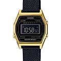 Casio Casio Collection LA690WEMB-1B Retro LA690WEMB-1BEF кварцевые мужские часы  черный циферблат, браслет  — вид спереди
