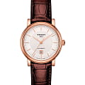 Tissot Tissot Carson Automatic Lady T122.207.36.031.00 Carson T1222073603100 механические женские часы белый циферблат, браслет кожаный — вид спереди