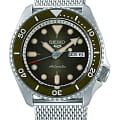 Seiko Seiko 5 Sports SRPD75K1  SRPD75K1 механические мужские часы зеленый циферблат, браслет нержавеющая сталь — вид спереди