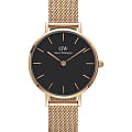 Daniel Wellington Daniel Wellington Petite Melrose DW00100217  DW00100217 кварцевые женские часы  черный циферблат, браслет сталь c pvd покрытием — вид спереди