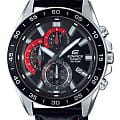 Casio Casio Edifice EFV-550L-1AVUDF (EFV-550L-1A) EFV-550 EFV-550L-1A кварцевые мужские часы черный циферблат, браслет кожаный — вид спереди